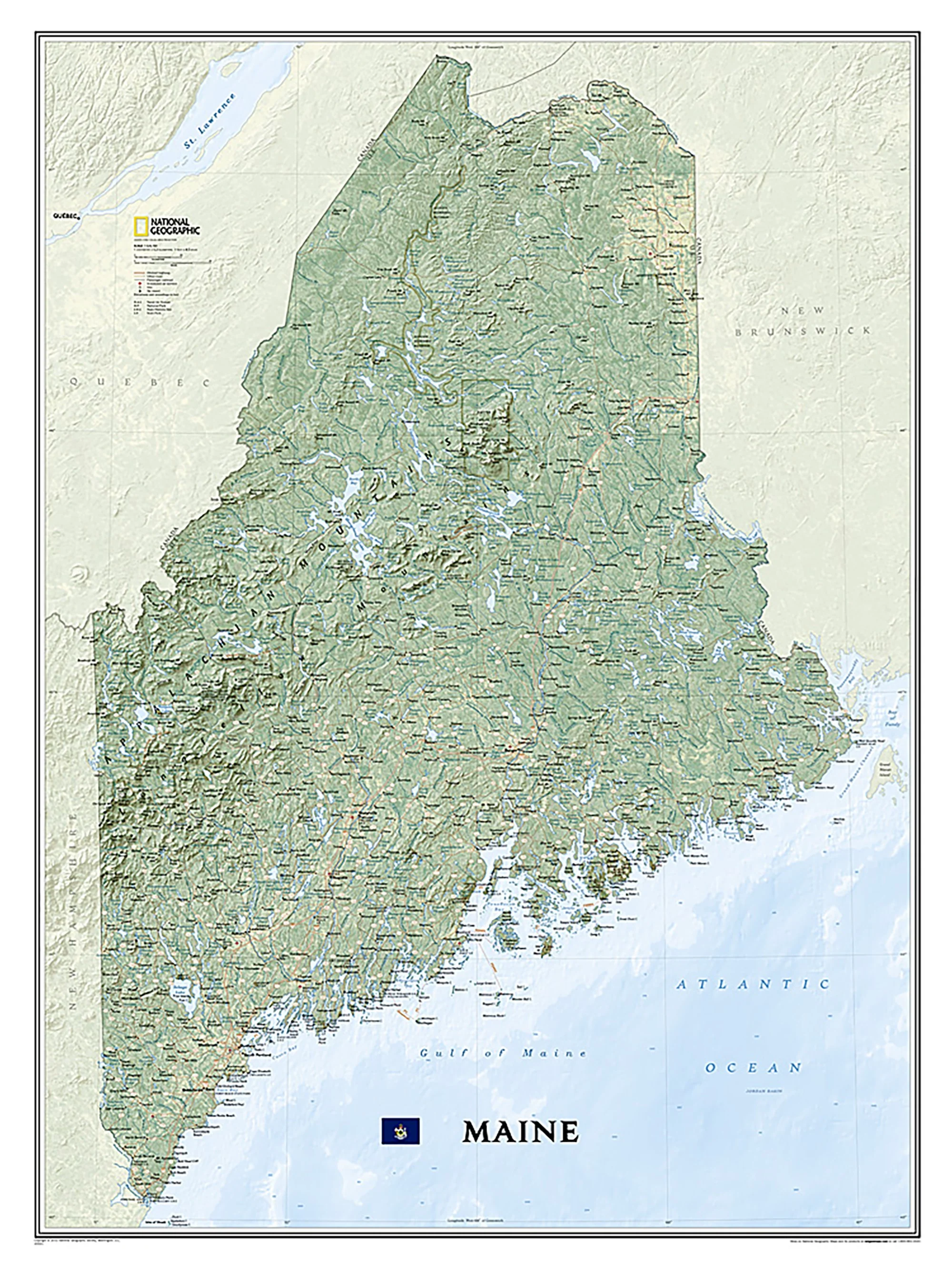 National Geographic Maine Tubed Wall Map